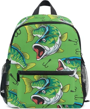 Fisyme Fishing Tuna Fish Toddler Backpack School Bag Kids Daypacks for Kindergarten Preschool Nursery Girls Boys, M