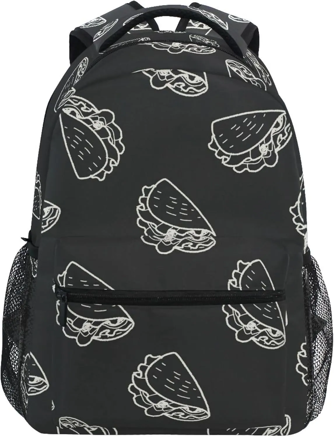 Fisyme Mexico Tacos Black Laptop Backpack Bag Bookbag Casual Hiking Travel Computer Notebooks Daypacks