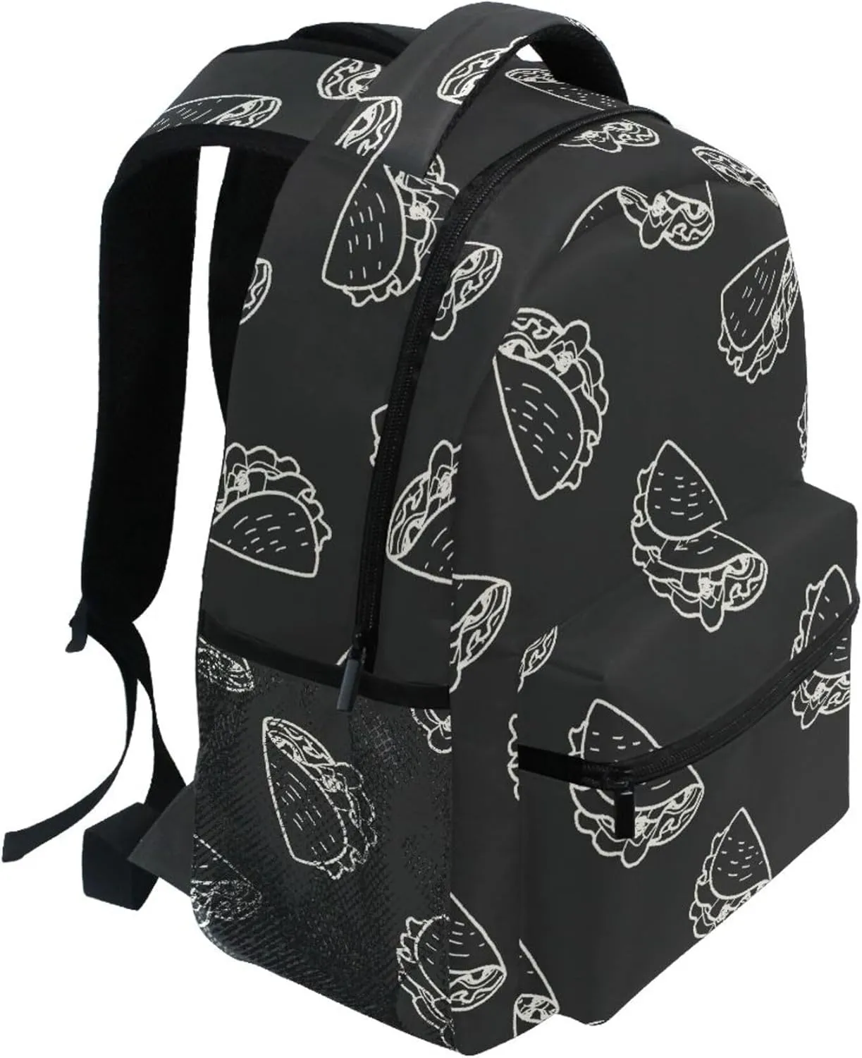 Fisyme Mexico Tacos Black Laptop Backpack Bag Bookbag Casual Hiking Travel Computer Notebooks Daypacks