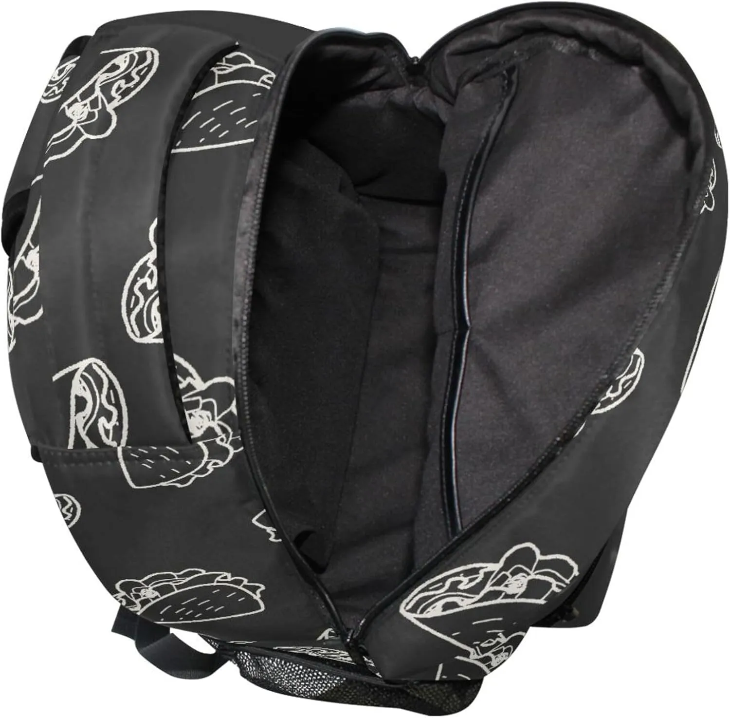 Fisyme Mexico Tacos Black Laptop Backpack Bag Bookbag Casual Hiking Travel Computer Notebooks Daypacks