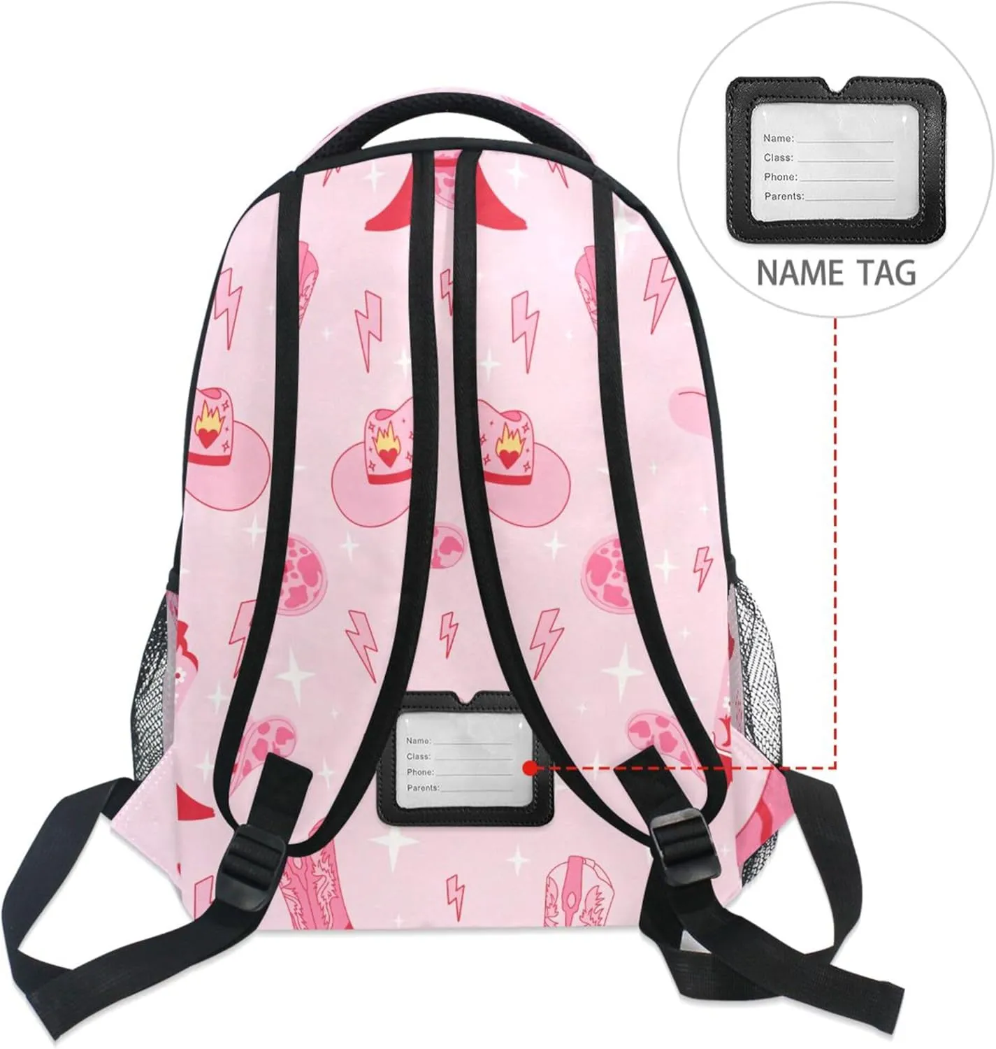 Fisyme Pink Western Cowgirl Boots Laptop Backpack Bag Bookbag Casual Travel Hiking Computer Notebooks Daypacks