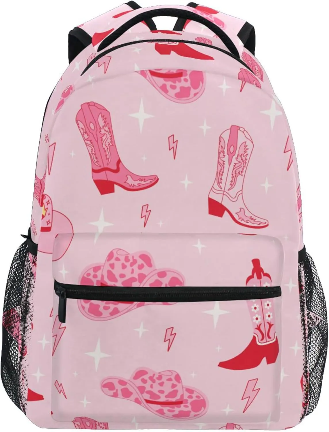Fisyme Pink Western Cowgirl Boots Laptop Backpack Bag Bookbag Casual Travel Hiking Computer Notebooks Daypacks