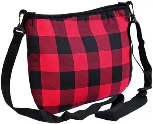 Flannel Bag | LVAD Bag for LVAD Patients | Stylish and Functional LVAD Equipment Bag with Controller & Battery Pockets (Red and Black)