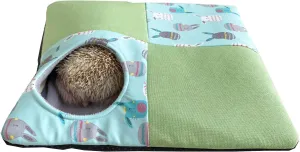Fleece Cuddle Sack Sleeping Bag Pouch Hideout Interactive Play Mat for Hedgehog Hamster Rat Ferret Squirrel Small Animal Bed (Green)