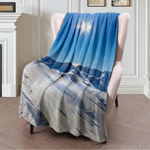 Fleece Throw Blanket for Couch, Sofa, Blue Alps Mountains Ski Resort Bad Gastein Austria Sun Nature Parks Activity Alpine Cabin Cableway Blanket Warm, Soft, All Season Use, Cozy Throw Blanket 60x80