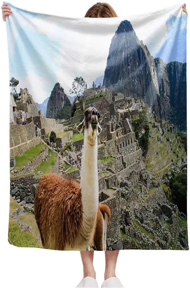 Fleece Throw Blanket for Couch, Sofa, Machu South Inca Pichu UNESCO Archaeological Cloud Site Landmarks Historic Parks Outdoor Latin Old Blanket Warm, Soft, All Season Use, Cozy Throw Blanket 60x80