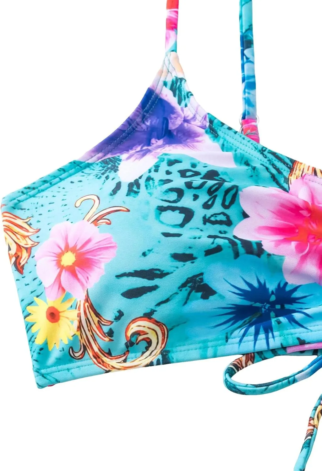 Floerns Women's Tie Dye Ruched Bikini Sets 2 Piece Bathing Suit High Waist Swimsuit with Shorts