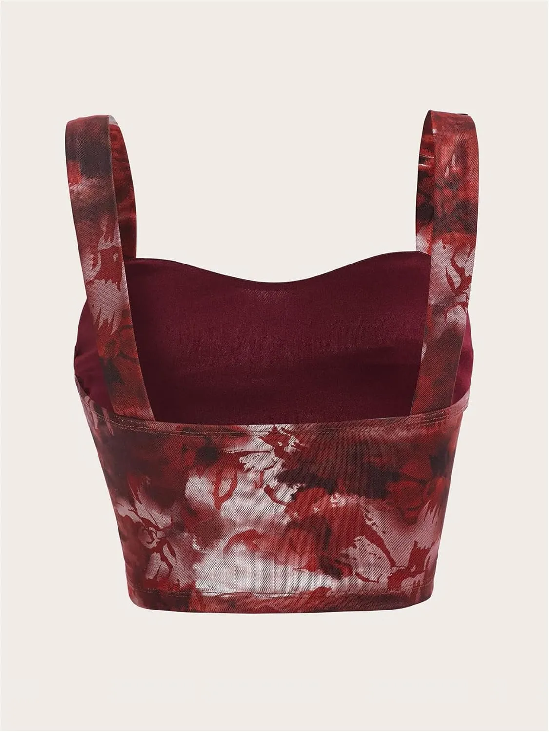 Floerns Women's Tie Dye Sleeveless Crop Tank Top Hanky Hem Ruched Bandana Camisole