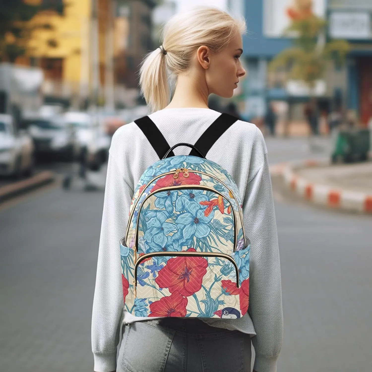 Flower Trendy Backpack Purse for Women and Anti-theft Ladies Shoulder Travel Daypacks Bags (Small Pattren 2)