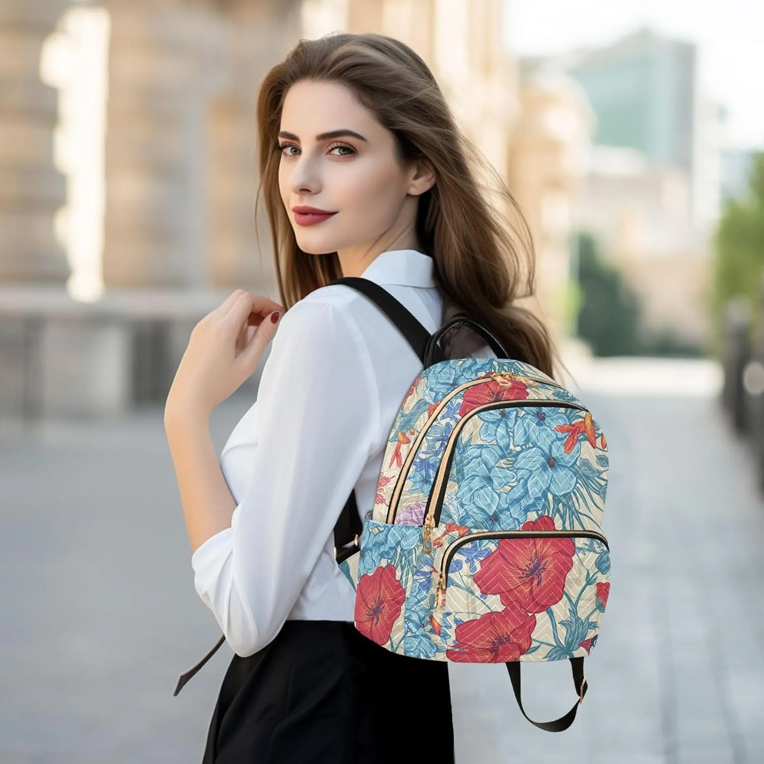 Flower Trendy Backpack Purse for Women and Anti-theft Ladies Shoulder Travel Daypacks Bags (Small Pattren 2)