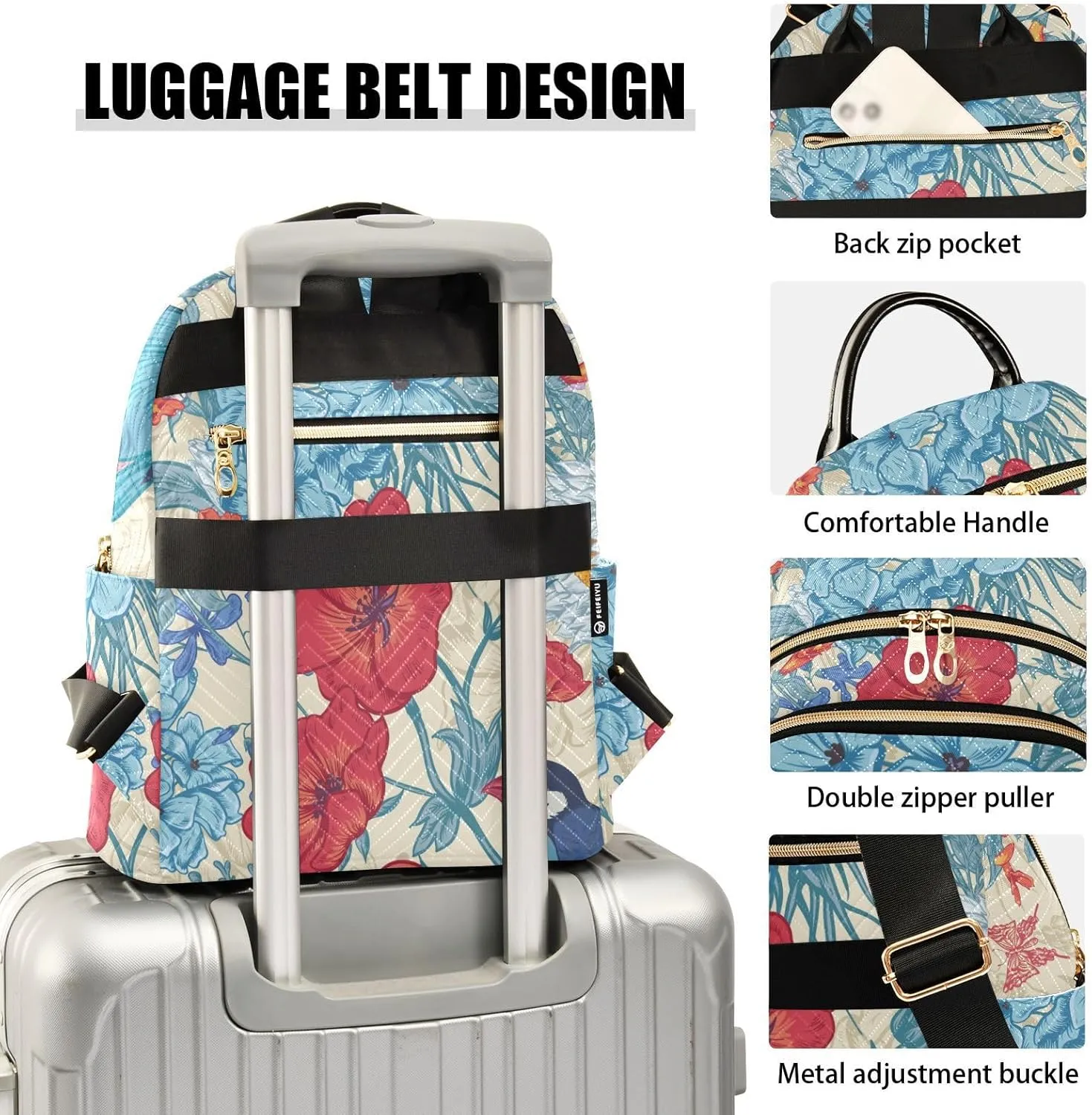 Flower Trendy Backpack Purse for Women and Anti-theft Ladies Shoulder Travel Daypacks Bags (Small Pattren 2)