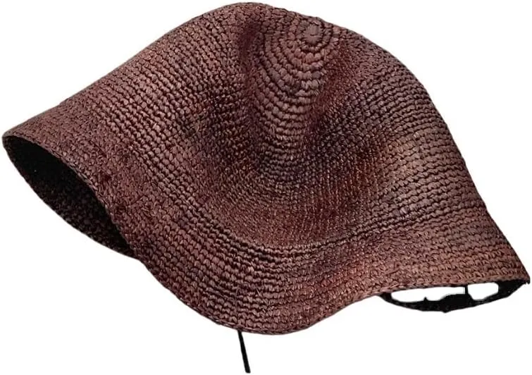 Folding Raffia Crochet Dome Sun Visor Women's Straw Hat Travel Photography Hat