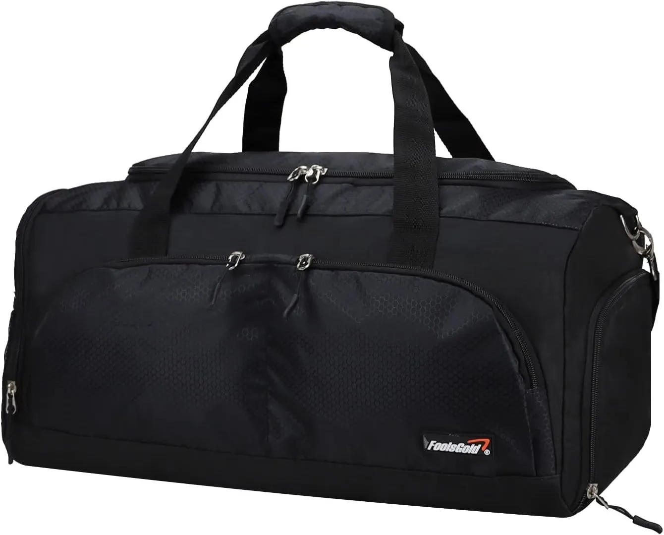foolsGold Large Sports Holdall Duffel Bag in Black
