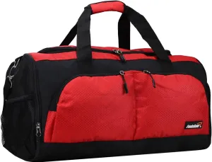 foolsGold Large Sports Holdall Duffel Bag in Black/Red