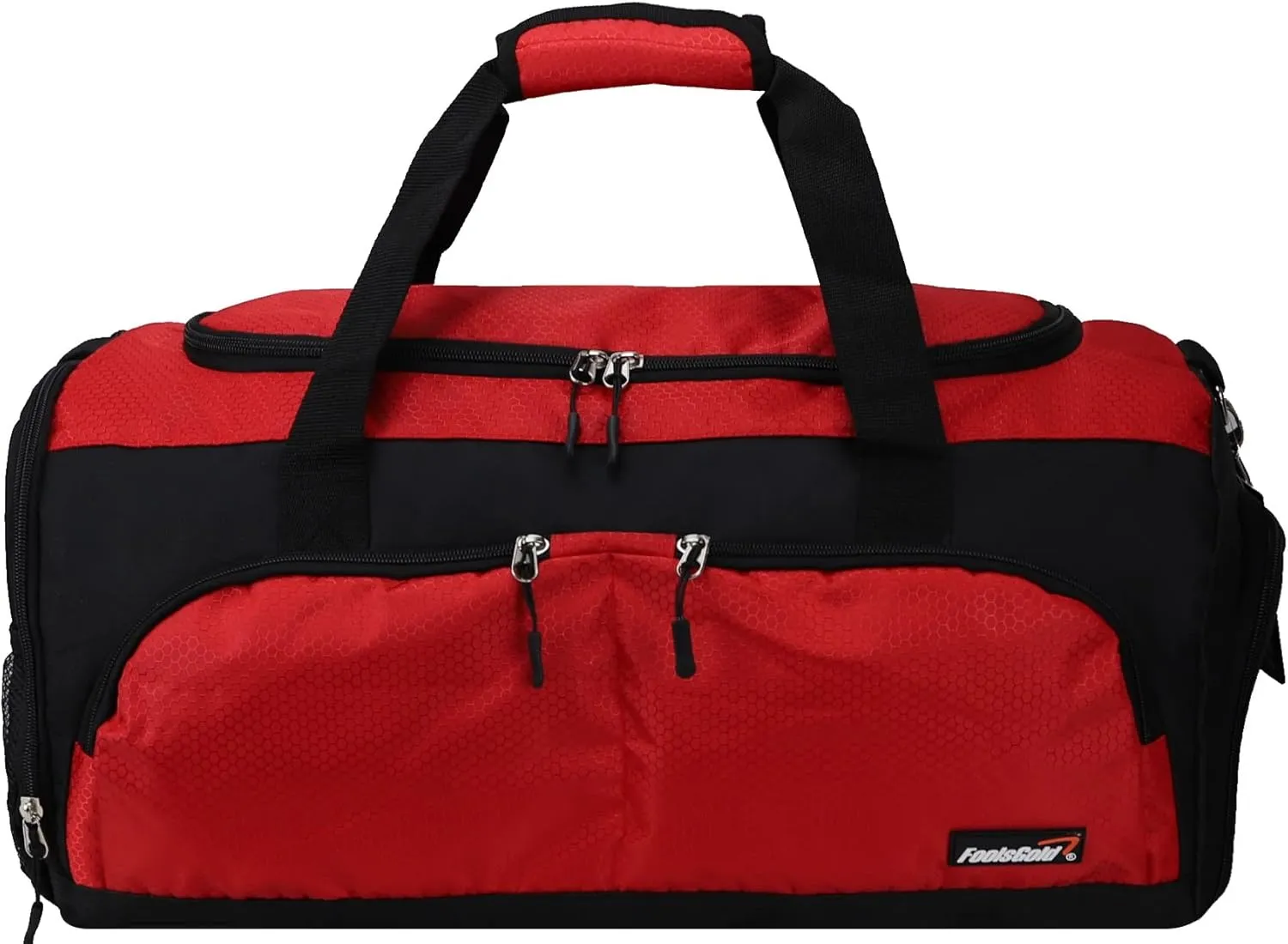 foolsGold Large Sports Holdall Duffel Bag in Black/Red
