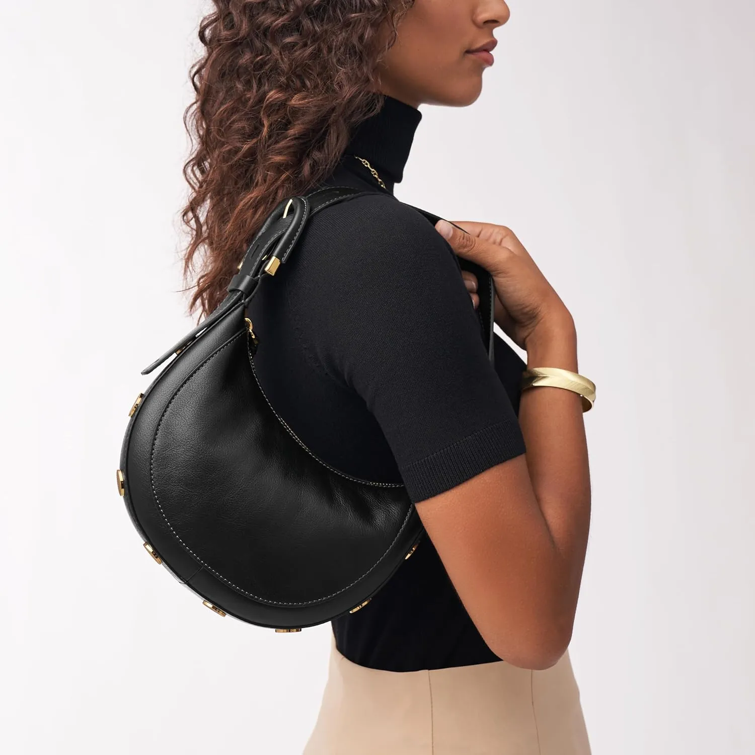 Fossil Women's Harwell Leather Crescent Shoulder Bag