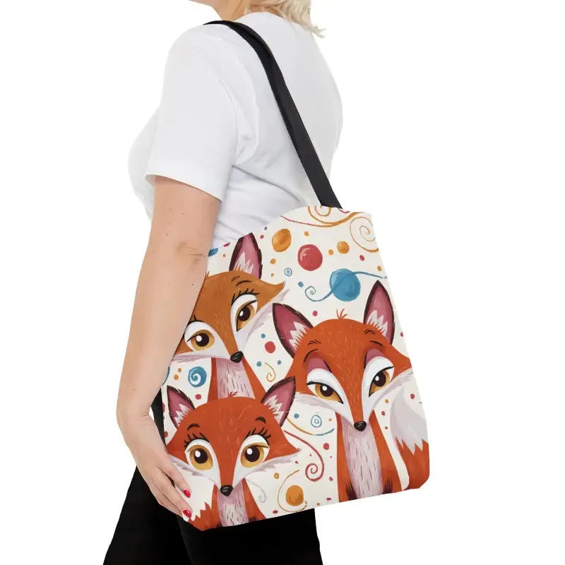 Foxy Three Red Foxes Tote Bag with Chic Design