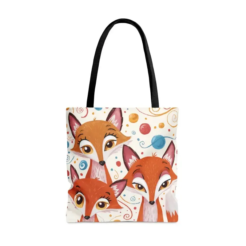 Foxy Three Red Foxes Tote Bag with Chic Design