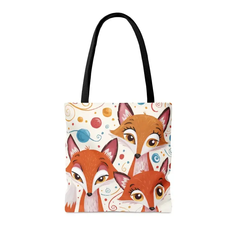 Foxy Three Red Foxes Tote Bag with Chic Design