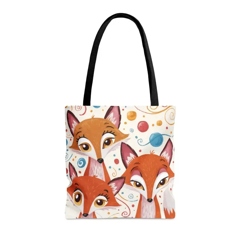 Foxy Three Red Foxes Tote Bag with Chic Design
