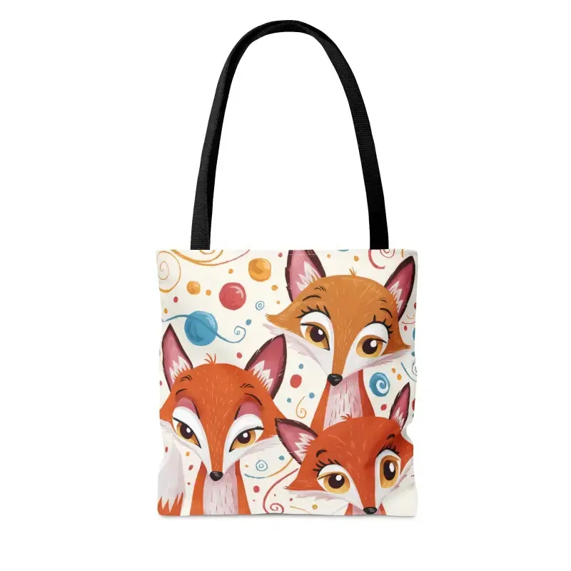 Foxy Three Red Foxes Tote Bag with Chic Design
