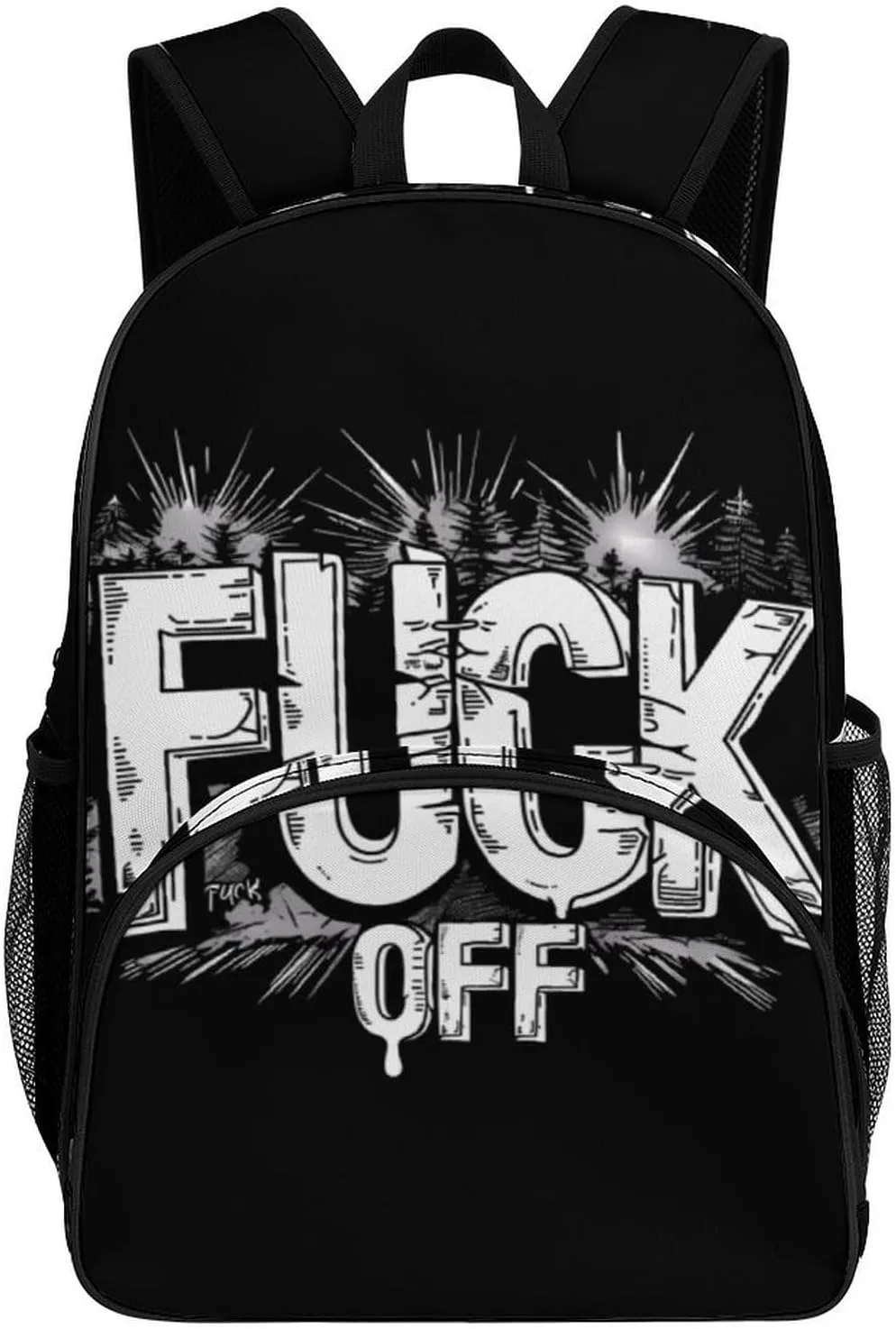 Fuck-Off Backpack Print Laptop Bag Shoulder Bags Travel Casual Daypacks For Women Men