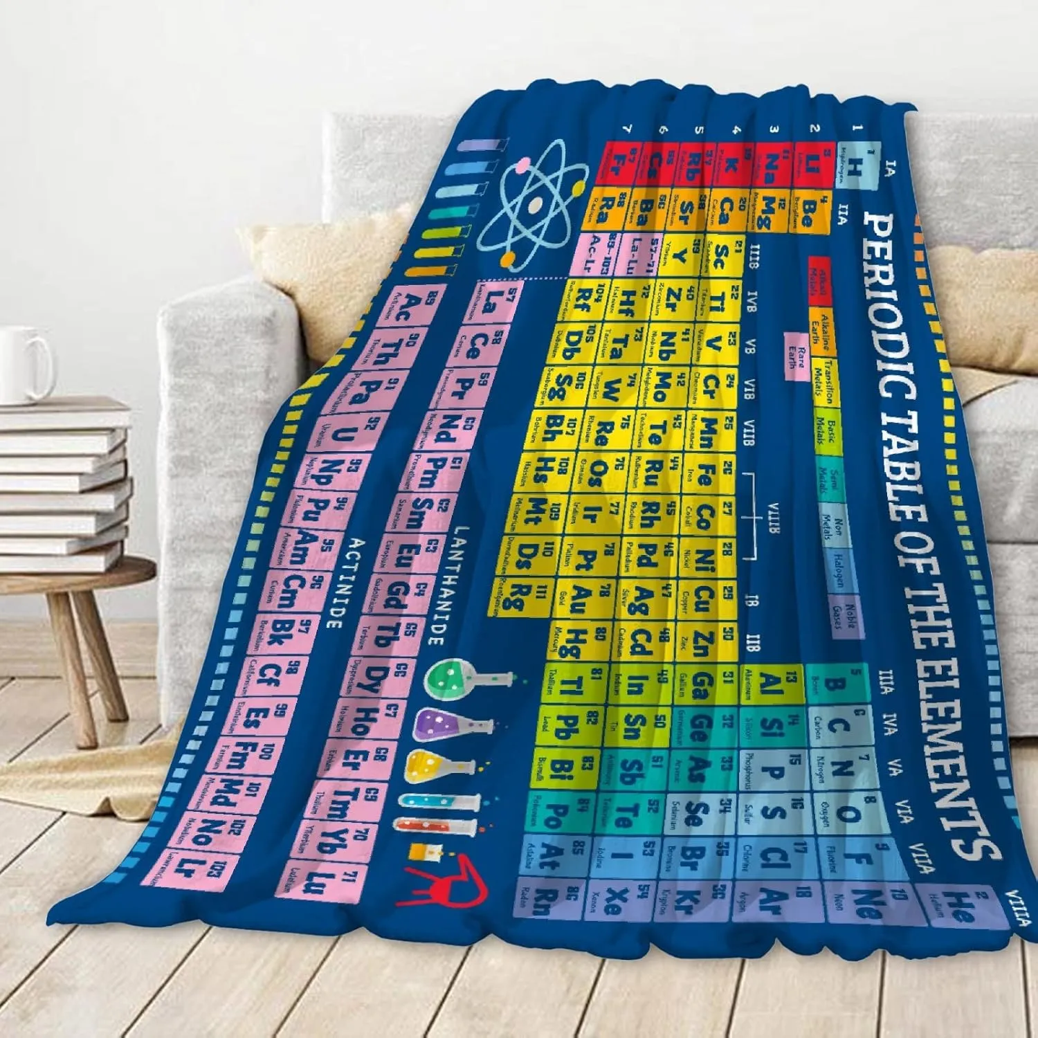 FUNBIRD Chemistry Gifts Blanket - Periodic Table of Elements Throw Blanket - Fun Science Blanket for Teacher/Students/Chemistry Lover - Home Decor for Birthday 40"x50" Chemistry Lover Gift