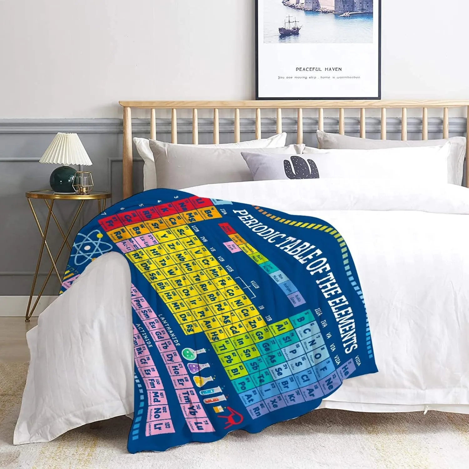 FUNBIRD Chemistry Gifts Blanket - Periodic Table of Elements Throw Blanket - Fun Science Blanket for Teacher/Students/Chemistry Lover - Home Decor for Birthday 40"x50" Chemistry Lover Gift