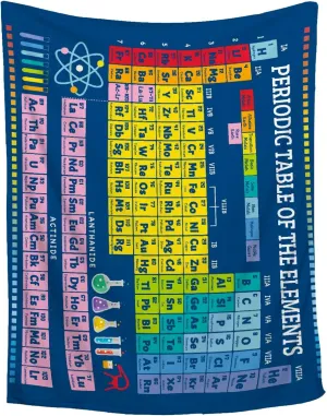 FUNBIRD Chemistry Gifts Blanket - Periodic Table of Elements Throw Blanket - Fun Science Blanket for Teacher/Students/Chemistry Lover - Home Decor for Birthday 40"x50" Chemistry Lover Gift