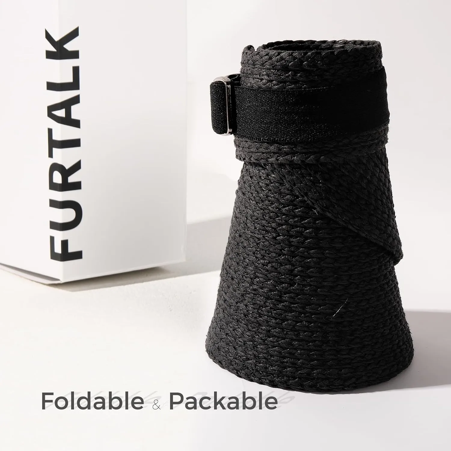 FURTALK Sun Visor Hats for Women Wide Brim Straw Visors Womens Foldable Beach Visors Summer Packable Ponytail Beach Hat