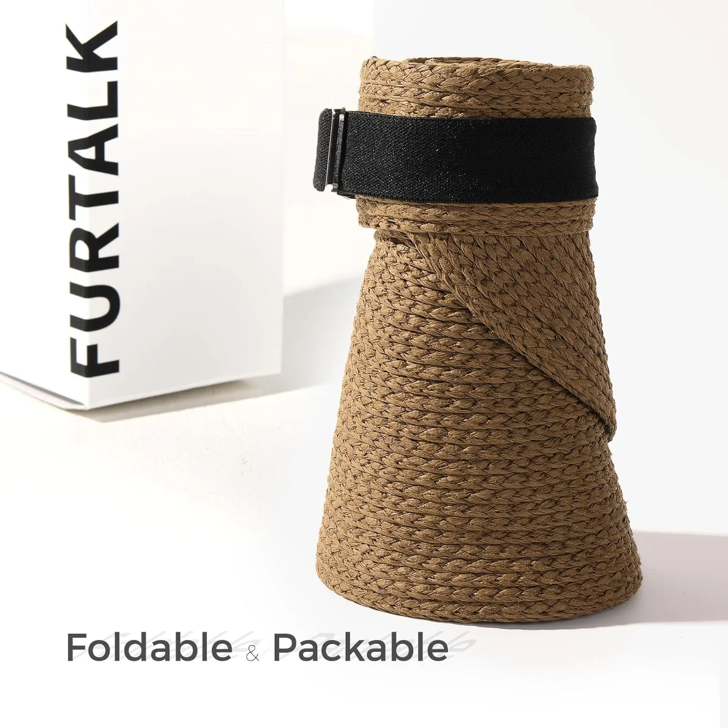 FURTALK Sun Visor Hats for Women Wide Brim Straw Visors Womens Foldable Beach Visors Summer Packable Ponytail Beach Hat