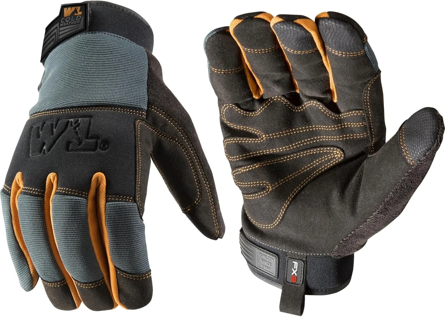FX3 Men's Extreme Dexterity Extra Wear Winter Work Gloves, Gray Large (Wells Lamont 7796)