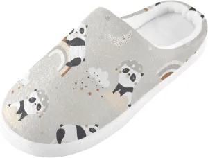 GAIGEO Womens House Slippers Cute Sleeping Pandas, Mens Memory Foam Slippers for Indoor Bedroom, Warm Winter House Shoes