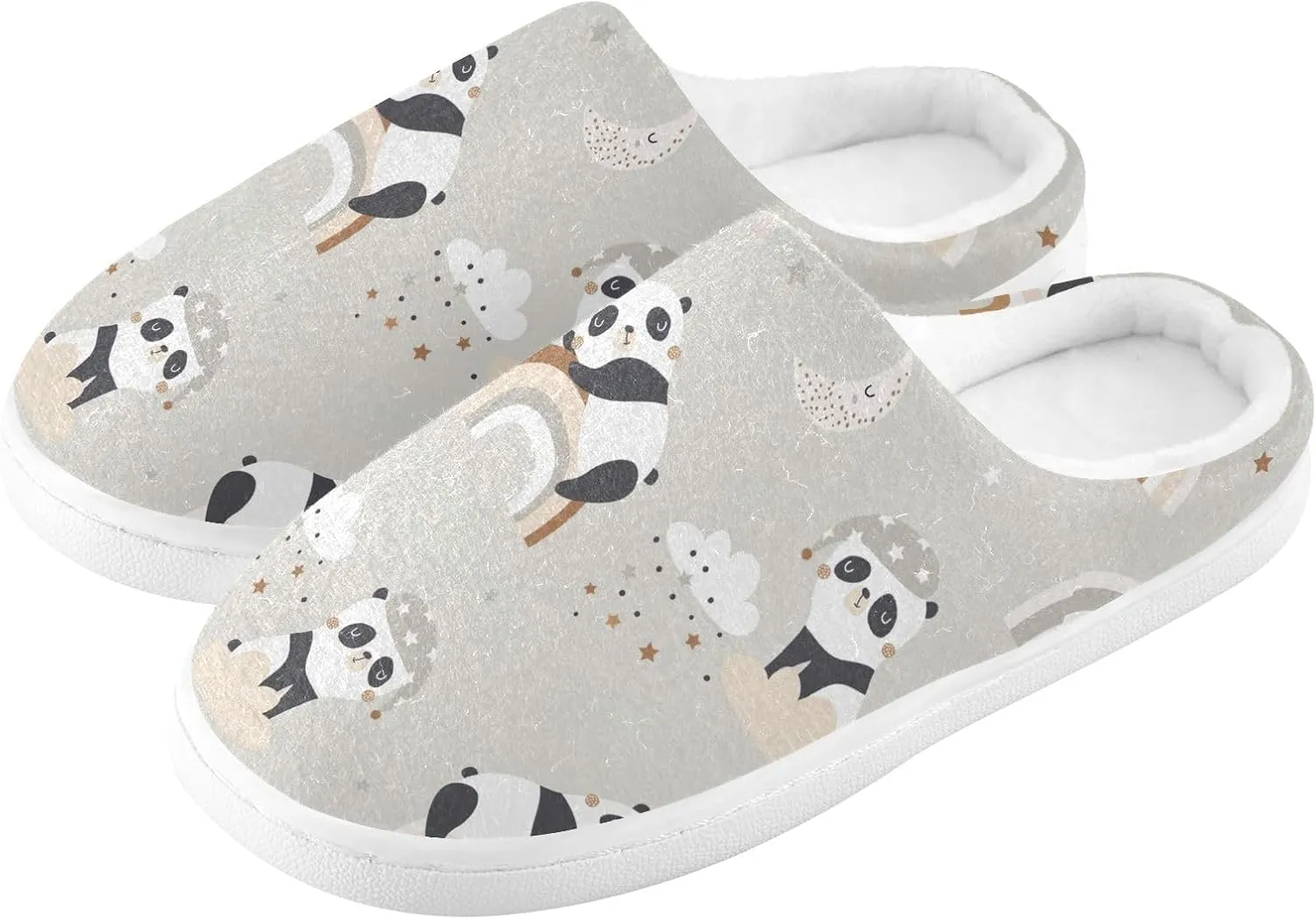 GAIGEO Womens House Slippers Cute Sleeping Pandas, Mens Memory Foam Slippers for Indoor Bedroom, Warm Winter House Shoes