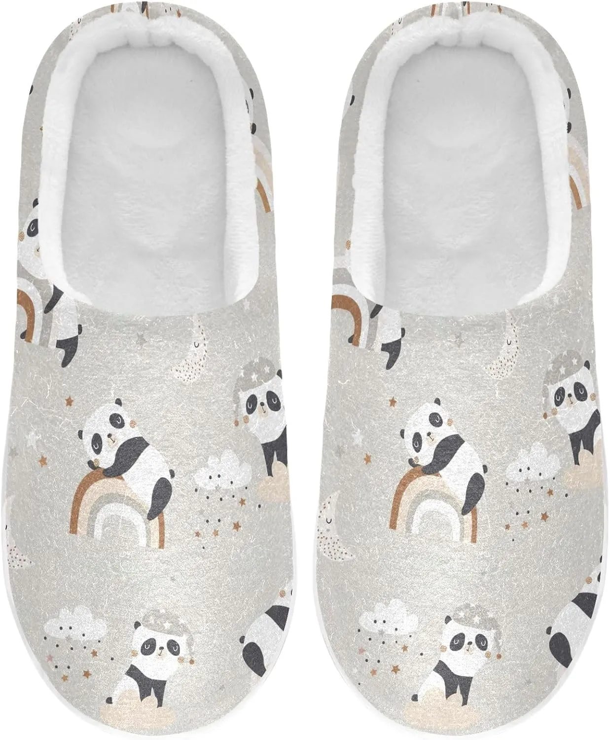 GAIGEO Womens House Slippers Cute Sleeping Pandas, Mens Memory Foam Slippers for Indoor Bedroom, Warm Winter House Shoes