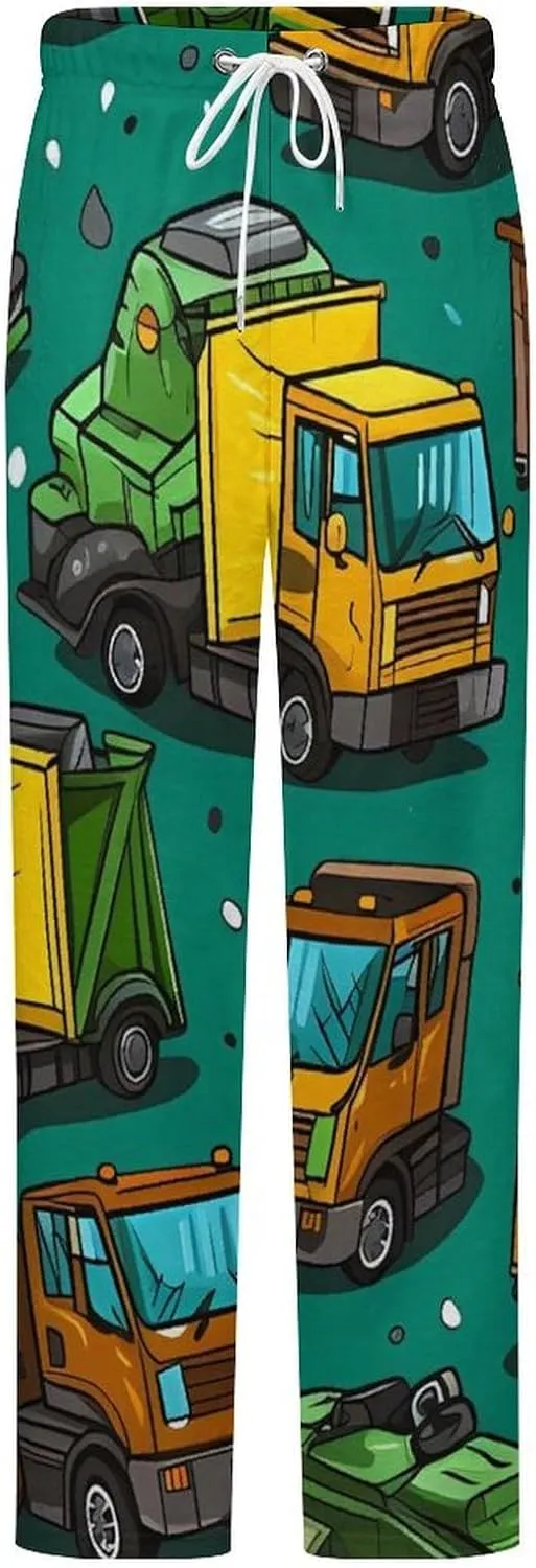 Garbage Truck Busy Day Women's Flannel Pajama Pants Drawstring Comfort Home Sleepwear Bottoms