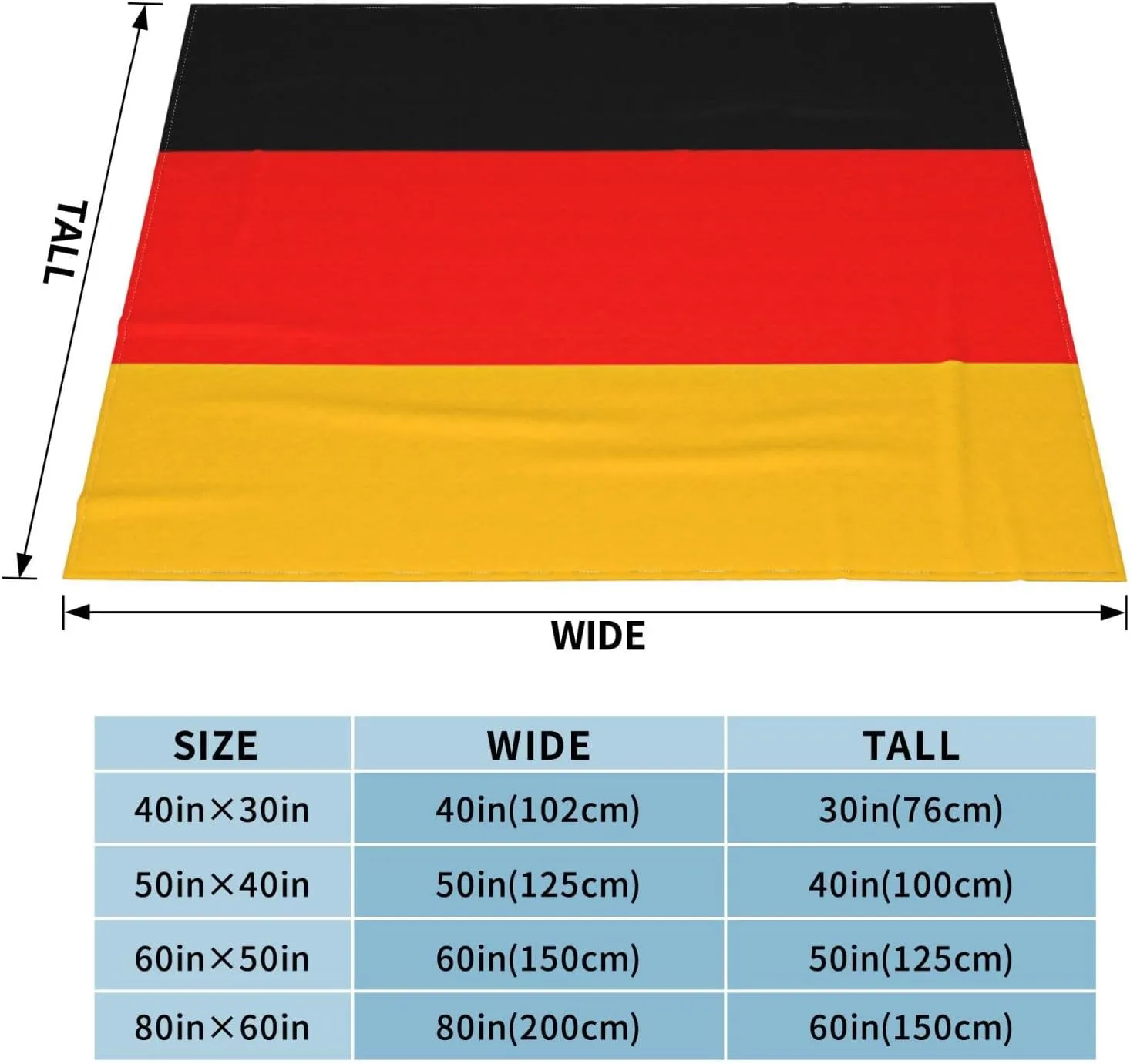 Germany Flag Super Soft Microfiber Flannel Blankets, Bed, Sofa Ultra Luxurious Warm and Cozy for All Seasons