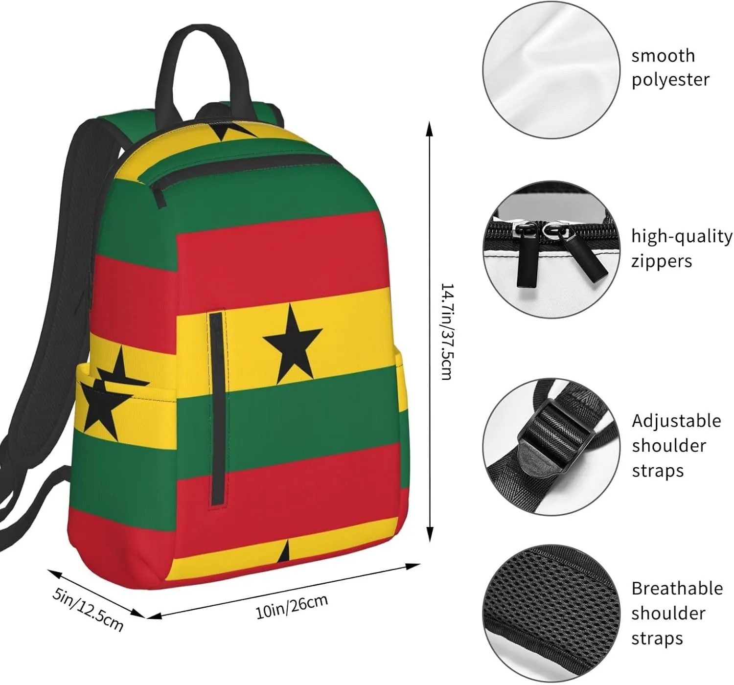 Ghana Flag backpack business travel anti theft durable backpack college daypacks for women & men