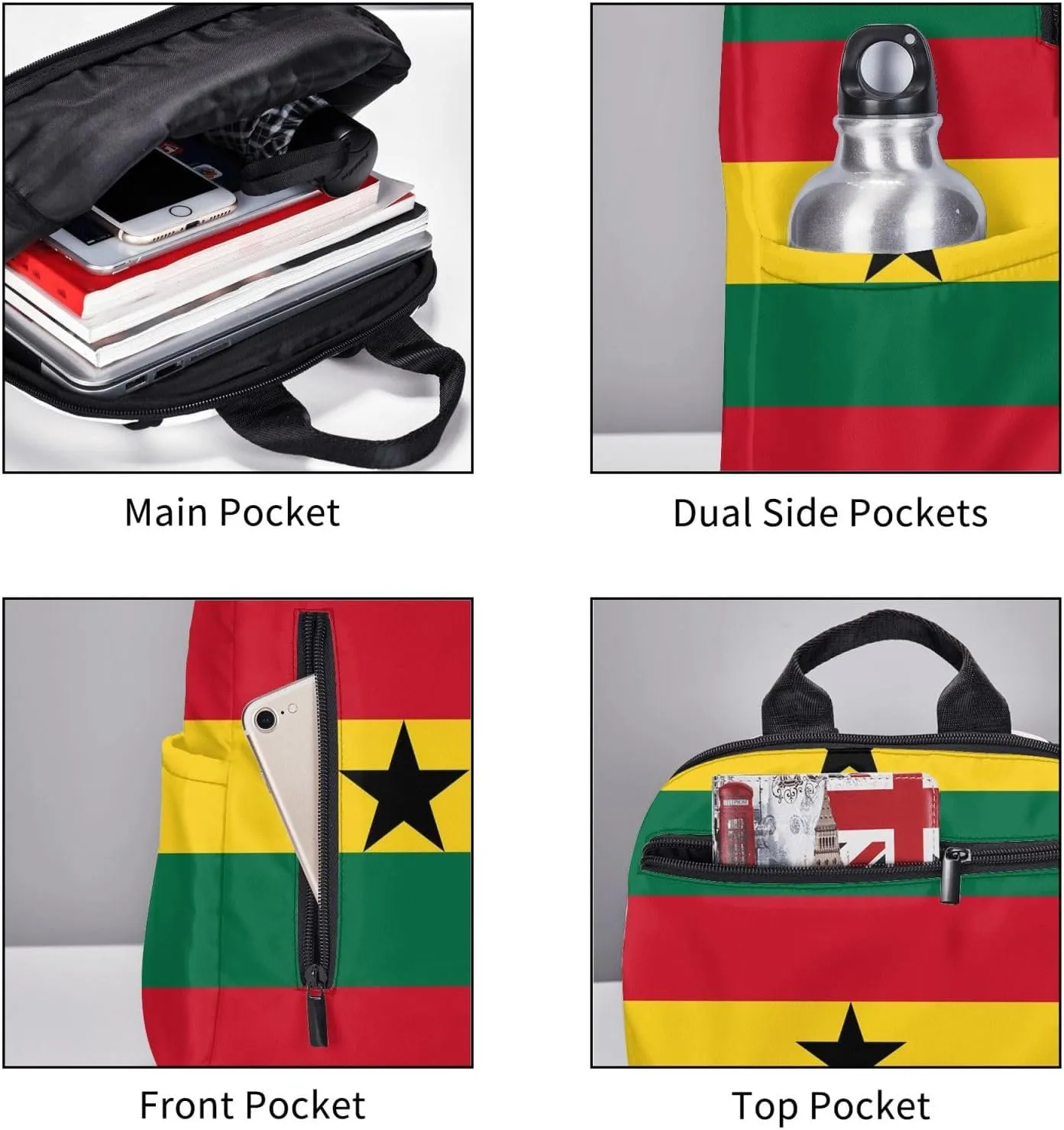 Ghana Flag backpack business travel anti theft durable backpack college daypacks for women & men