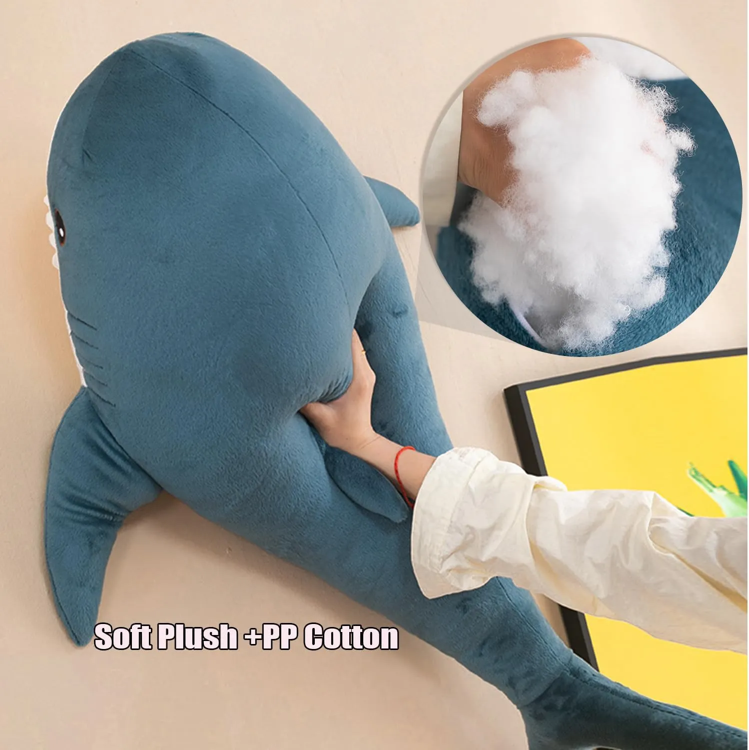 Giant Shark Plush Pillow Soft Toy Stuffed Blue Shark Animal Pillow Comfortable Sleeping Pillow Back Cushion Doll Gift for Kids (Blue, 60cm/23.62inch)