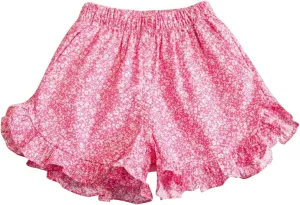 Girls Summer Shorts High Waisted Elastic Waist Flower Print Shorts Toddler Girls A-Line Ruffle Short Pants Cute Pants