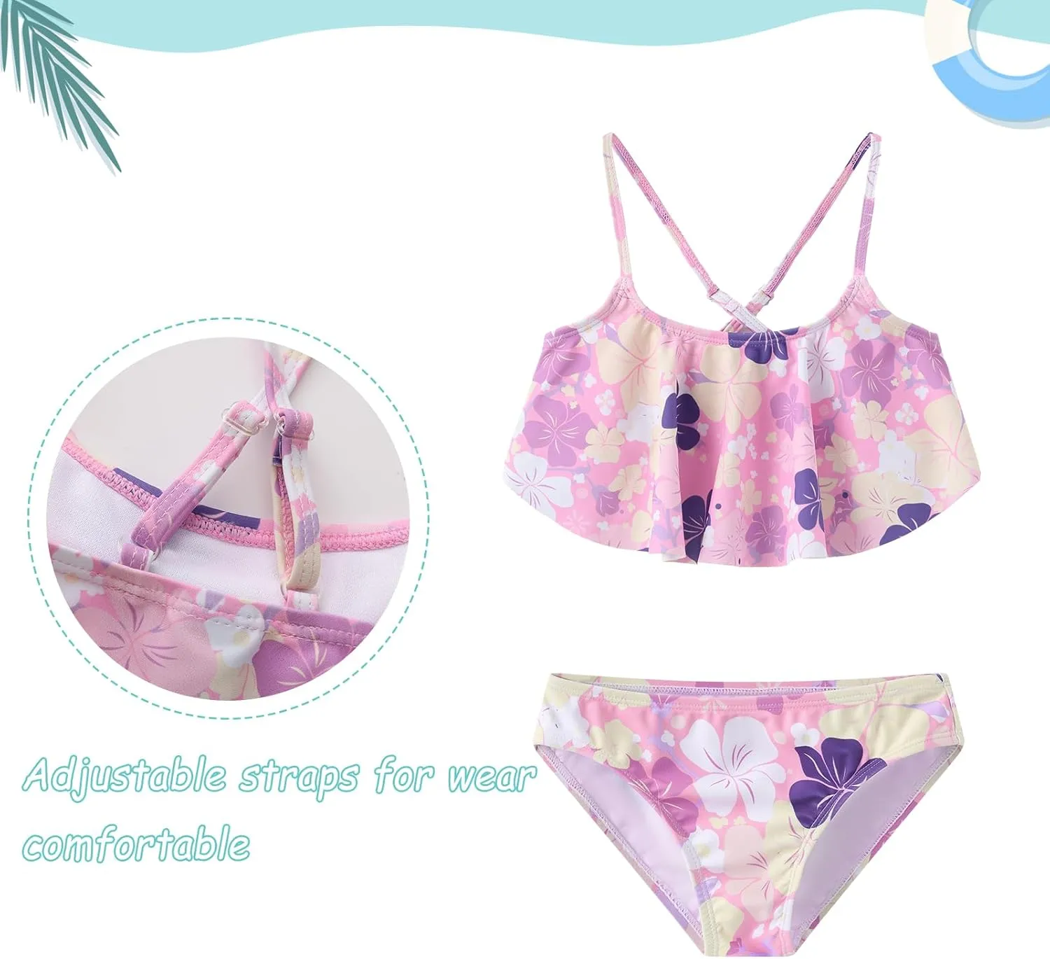 Girls Two Piece Swimsuits Bikini Tie Dye Bathing Suit Hawaiian Swimwear Set for Girls 3-16 Years