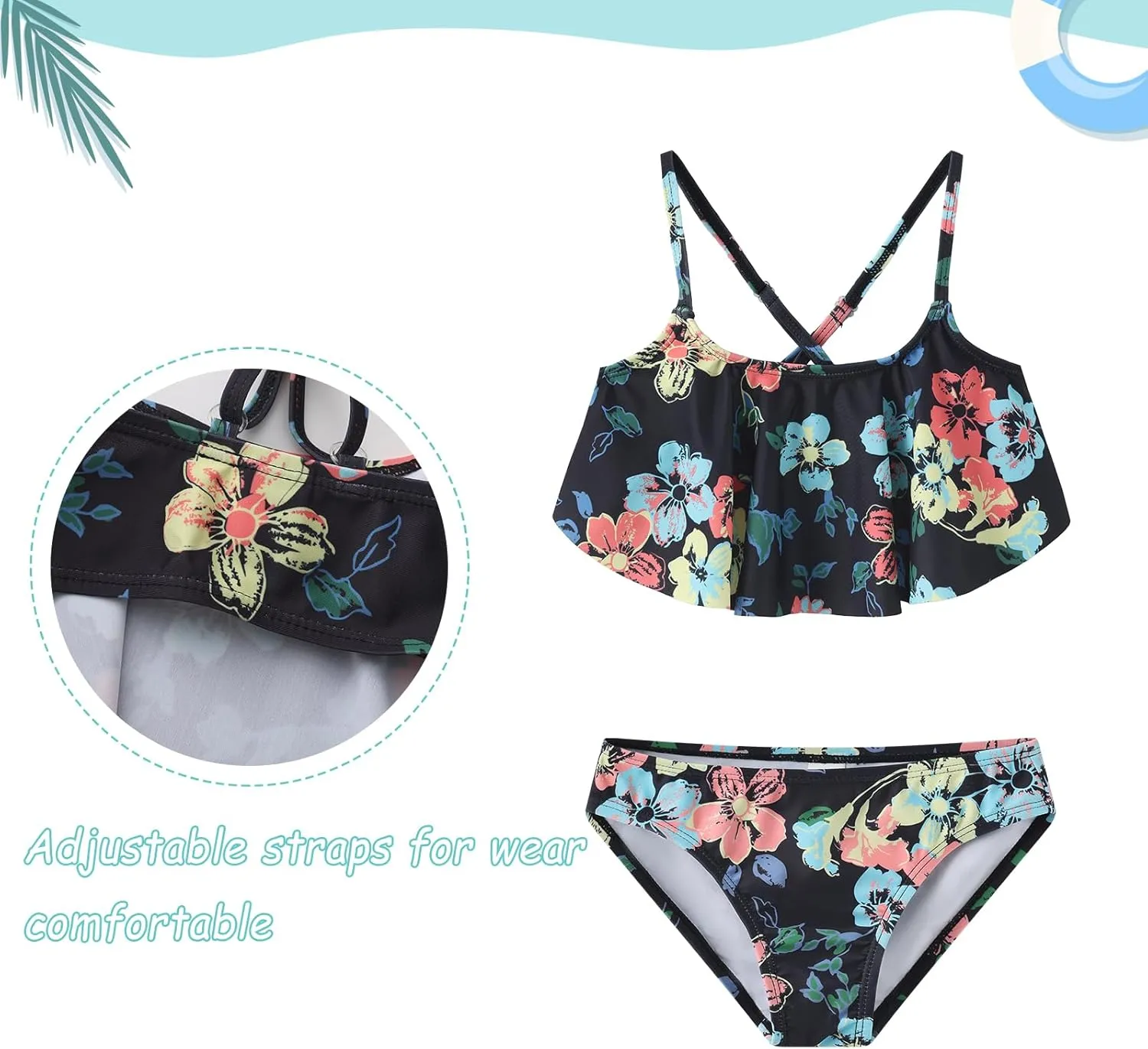 Girls Two Piece Swimsuits Bikini Tie Dye Bathing Suit Hawaiian Swimwear Set for Girls 3-16 Years