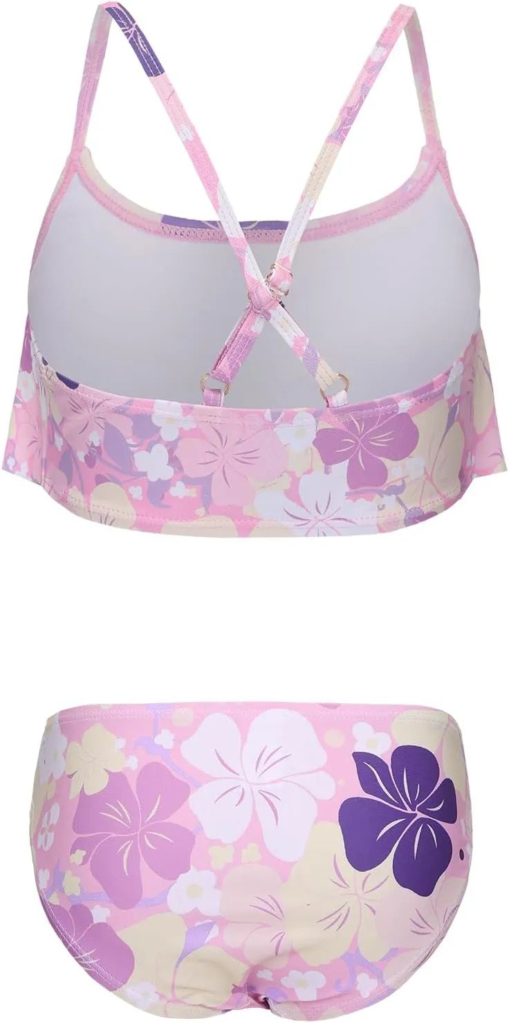 Girls Two Piece Swimsuits Bikini Tie Dye Bathing Suit Hawaiian Swimwear Set for Girls 3-16 Years