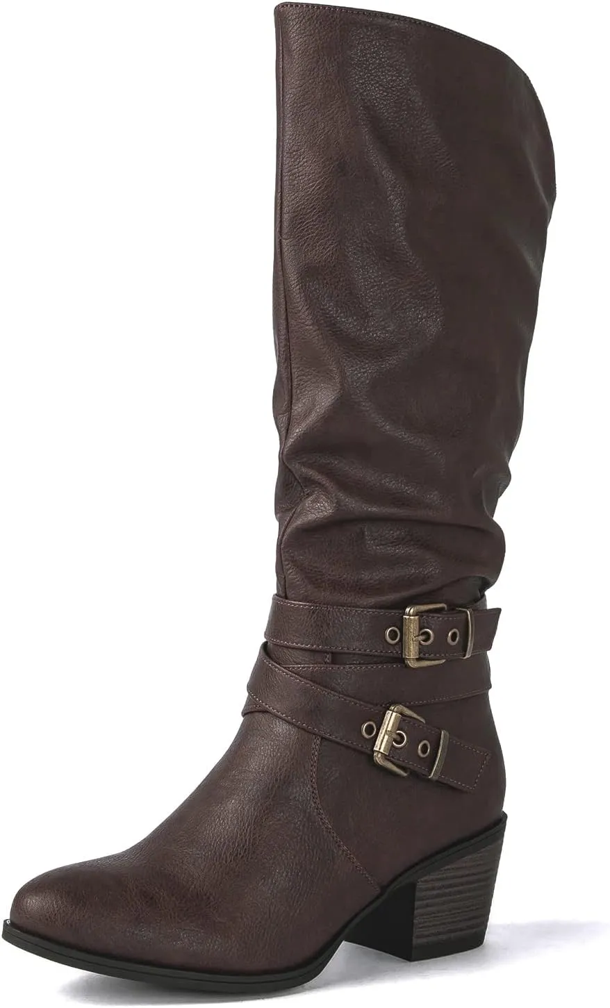 GLOBALWIN Women's Knee High Cowgirl Boots Fashion Dressy Cowboy Boots For Women