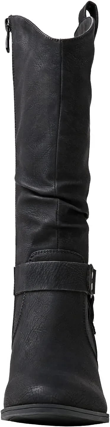 GLOBALWIN Women's Knee High Cowgirl Boots Fashion Dressy Cowboy Boots For Women