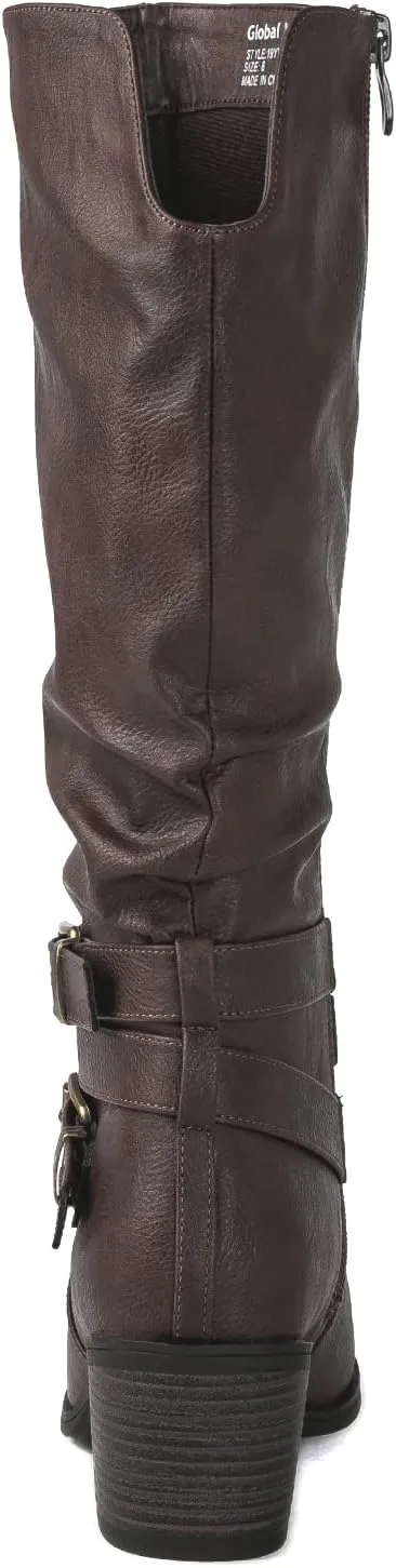 GLOBALWIN Women's Knee High Cowgirl Boots Fashion Dressy Cowboy Boots For Women