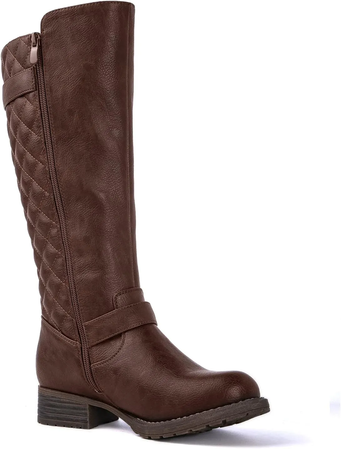 GLOBALWIN Women's Quilted Knee High Boots Low Heel Comfortable Fashion Dressy Riding Boots For Women