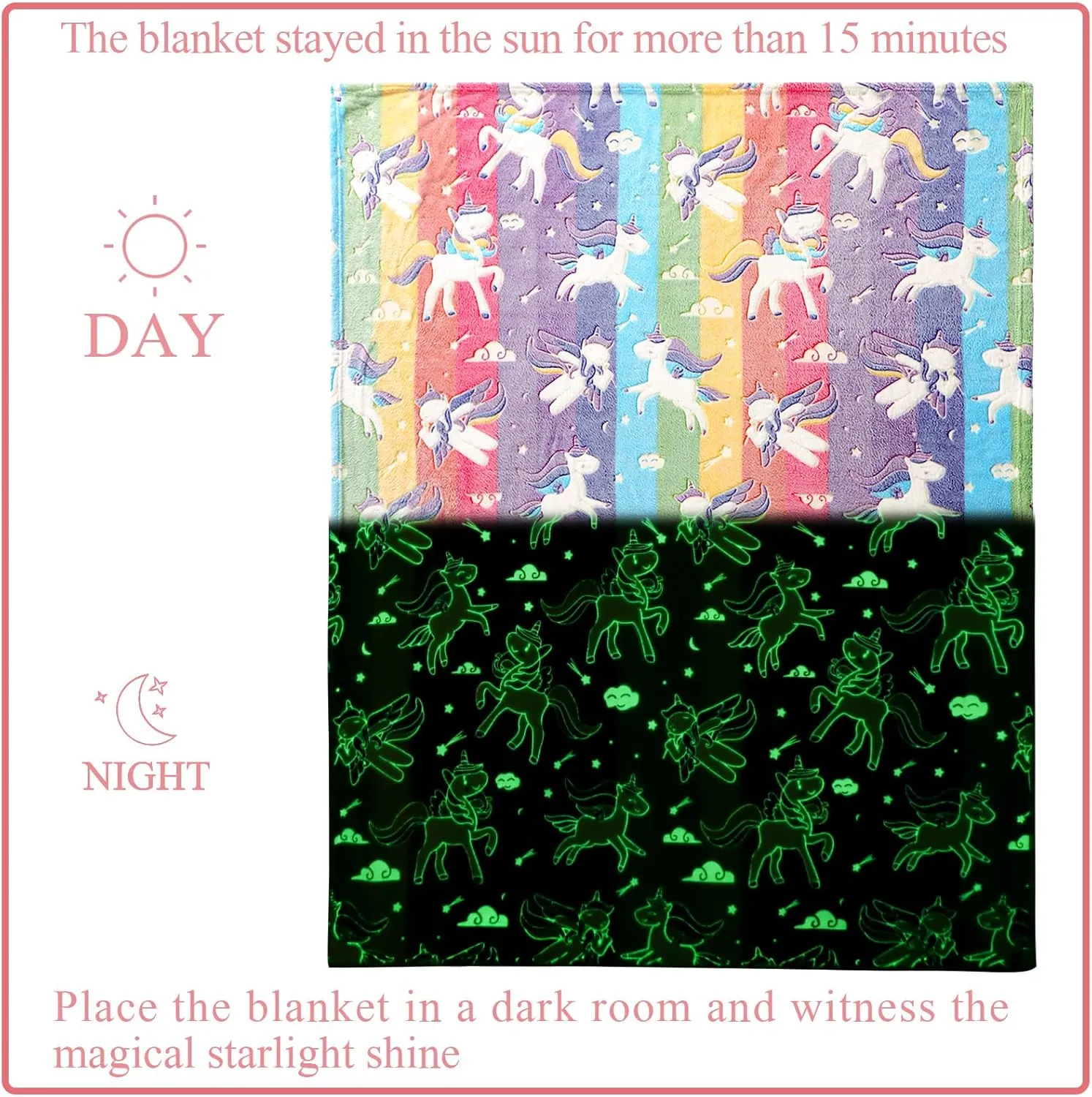 Glow in The Dark Blanket Unicorns Gifts for Girls, Soft Blanket 3 4 5 6 7 8 9 10 Year Old Girl Gifts, Toddler Girls Toys Age 6-8, Gifts for Girl for Birthday Gifts Presents, 50"x60"