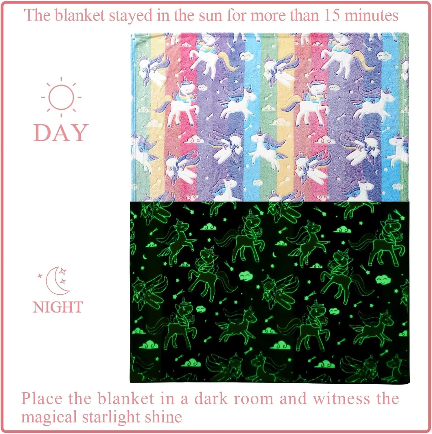 Glow in The Dark Blanket Unicorns Gifts for Girls, Soft Blanket 3 4 5 6 7 8 9 10 Year Old Girl Gifts, Toddler Girls Toys Age 6-8, Gifts for Girls for Birthday Gifts Presents, 60"x80"